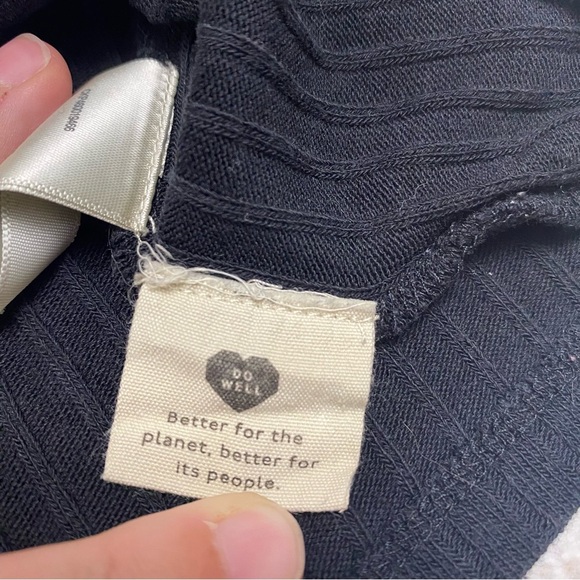 Madewell Black Ribbed Wrap Blouse Shirt Large - Picture 9 of 10